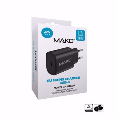 Picture of Mako Mako 25W EU Mains Charger USB-C in Black